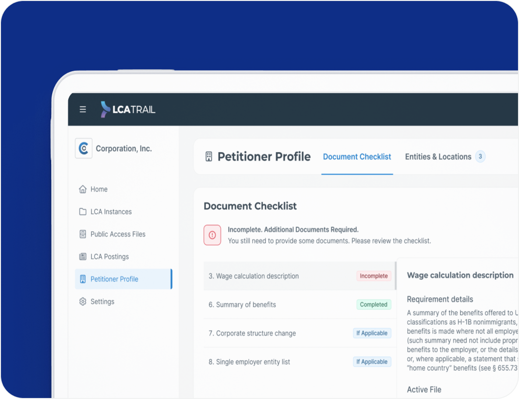 LCA Trail dashboard view