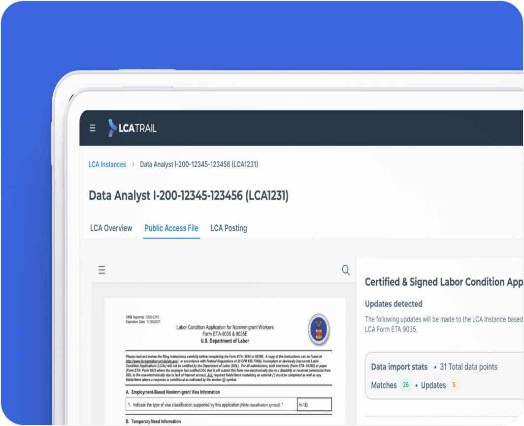 LCA Trail application interface