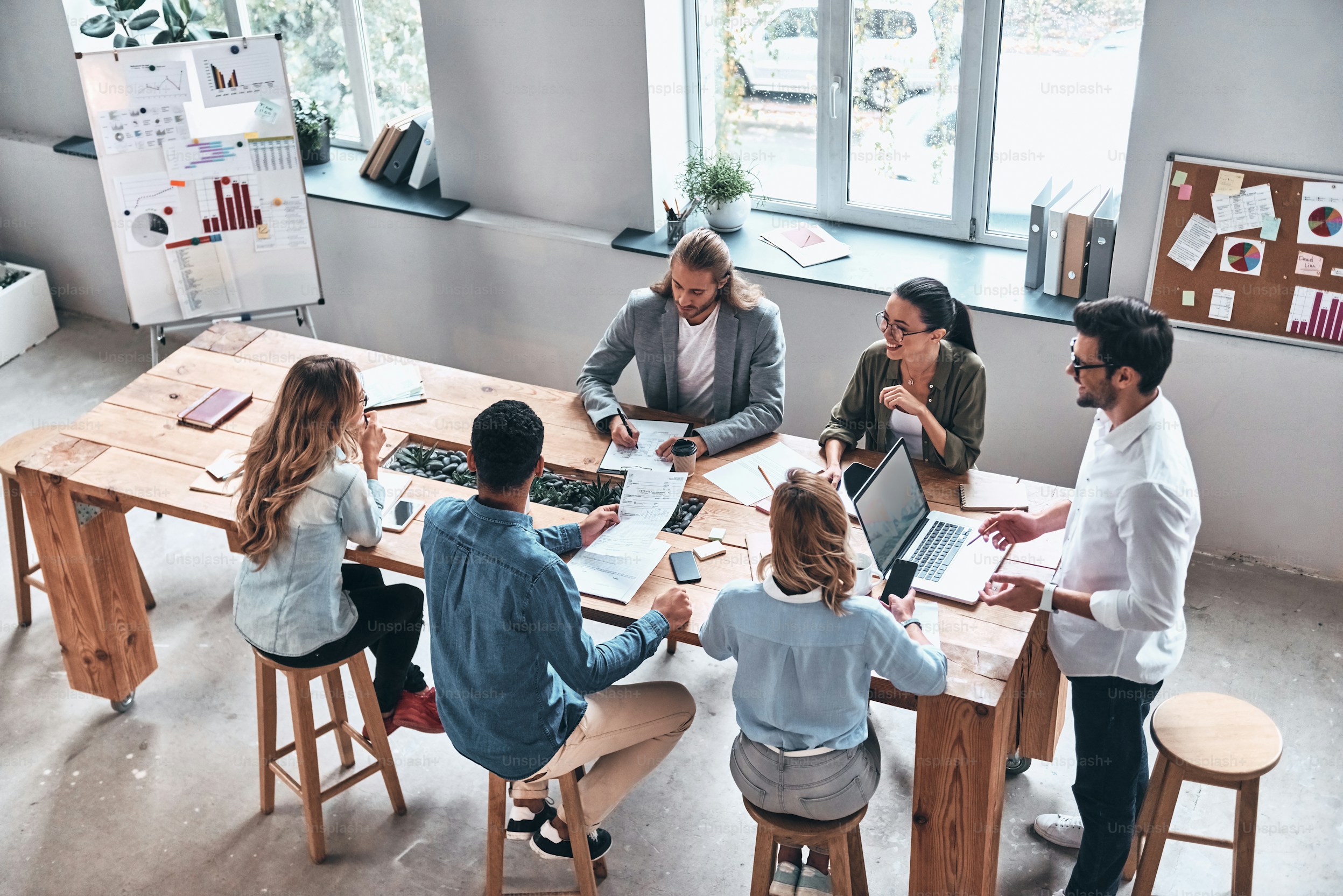 Team collaborating in an office